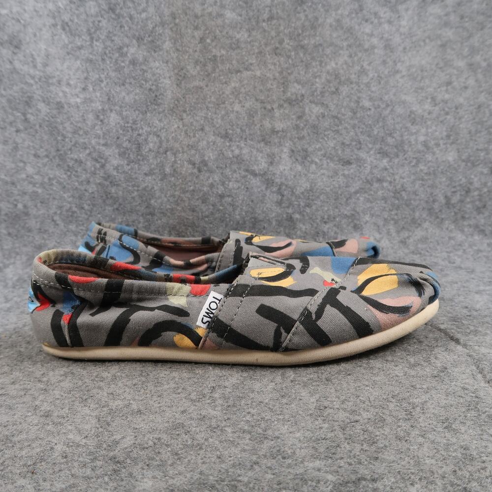 Toms Shoes Womens 7 Flats Loafers Slip On Alpargata Canvas Abstract Casual Comfy